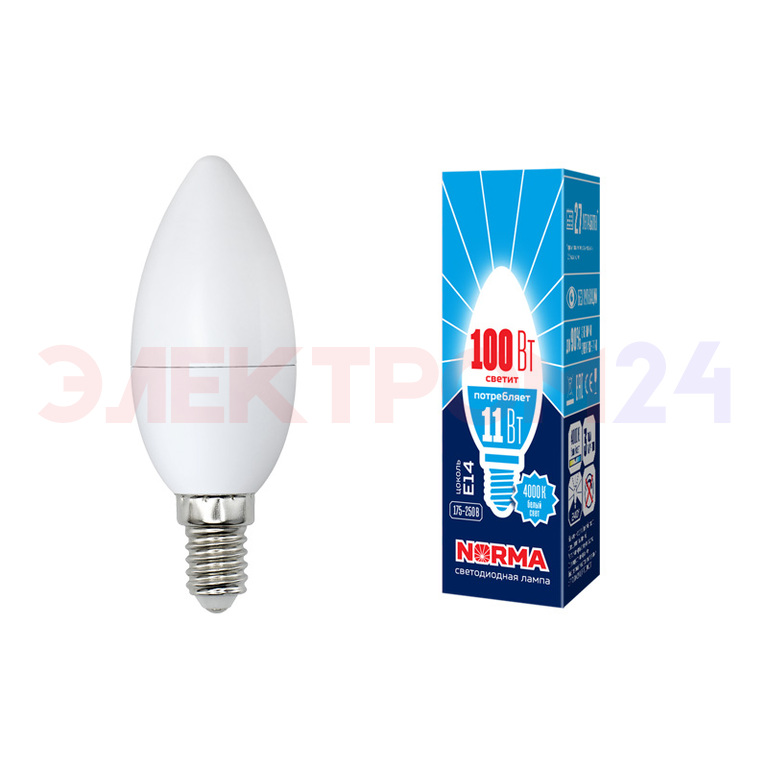 LED-C37-11W/NW/E14/FR/NR Лампа светодиодная. Форма "свеча", матовая. Серия Norma. Белый свет (4000K) LED-C37-11W/NW/E14/FR/NR Лампа светодиодная. Форма "свеча", матовая. Серия Norma. Белый свет (4000K)