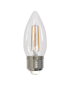 LED-C35-5.5W-3000K-E27-CL-SLF Лампа светодиодная. Форма свеча. прозрачная. Теплый белый свет 3000K. 