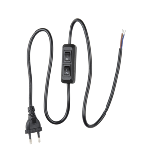 UCX-C90/02A-100 BLACK Сетевой шнур с вилкой и с двухклавишным выключателем. 02А, 500Вт, 1,0м. Черный