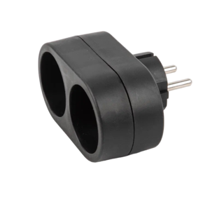 S-ES2-160 BLACK Разветвитель сетевой, б/з, 2гн, 16А, 3500Вт Черный. TM Uniel