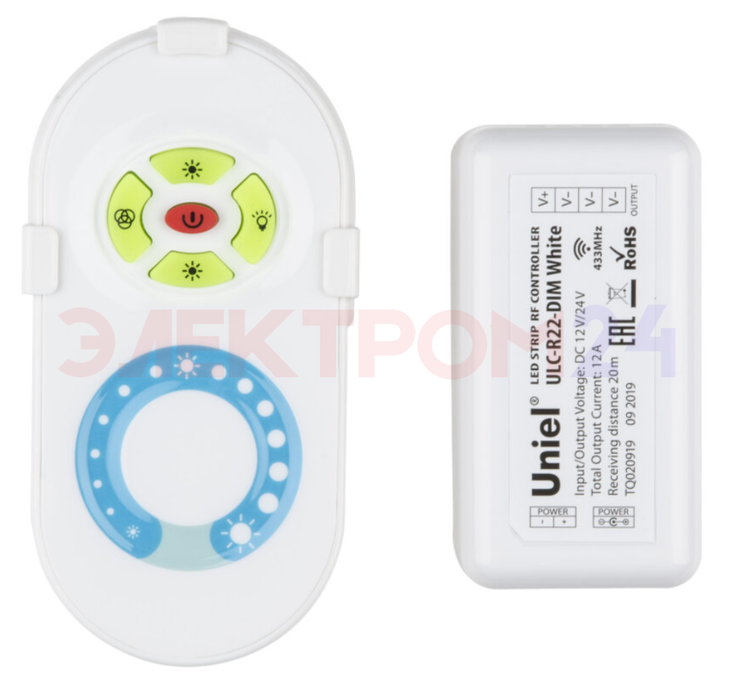 ULC-R22-DIM White Контроллер для управления одноцветных св-х источников света с пультом ДУ. Белый ULC-R22-DIM White Контроллер для управления одноцветных св-х источников света с пультом ДУ. Белый