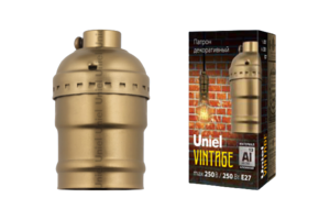 DLC-V-H01/E27 BRONZE Патрон декоративный, серия «Vintage». Материал алюминий. Цвет бронза. ТМ Uniel