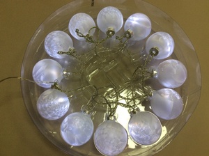 Гирлянда 24V 12 LED белый, цвет стекла: белый, 1W, 42mA, с 24V-адаптером, IP 20,  шнур 1.2м х0,12мм,