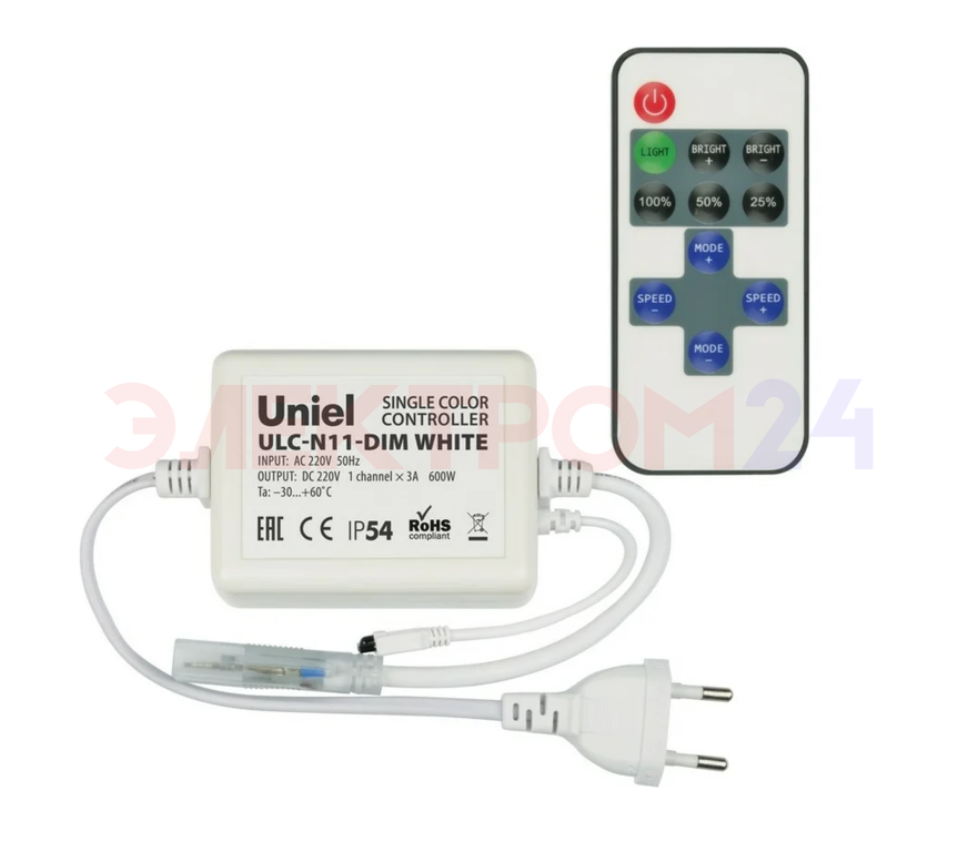 ULC-N11-DIM WHITE Контроллер для управл. с/д одноцветными ULS-2835 лентами 220В, 1 выход ULC-N11-DIM WHITE Контроллер для управл. с/д одноцветными ULS-2835 лентами 220В, 1 выход