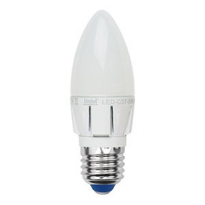 LED-C37-6W/NW/E27/FR/DIM ALP01WH Лампа св-ая диммир. Форма "свеча", Серия Palazzo. TM Uniel