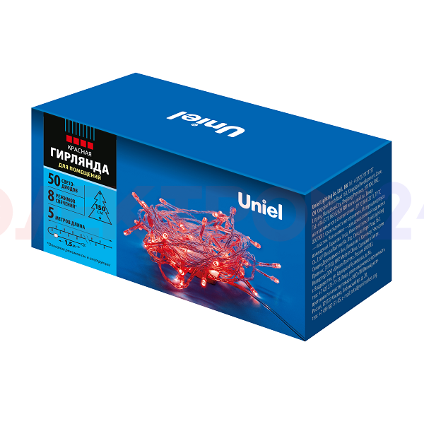 ULD-S0500-050/DTA RED IP20 Гирлянда светодиодная, 5м. 50 светодиодов. Красный свет. Провод прозрачны ULD-S0500-050/DTA RED IP20 Гирлянда светодиодная, 5м. 50 светодиодов. Красный свет. Провод прозрачны