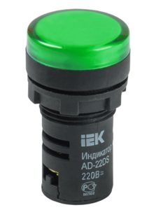Лампа AD22DS(LED)матрица d=22мм зеленый 230В IEK
