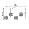 ULD-E1503-072/DTA BLUE IP20 SNOWFLAKES-3 Занавес фигурный, 1,5х0,3м.. Синий свет. Провод прозрачный.