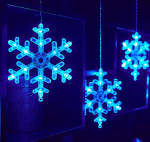 ULD-E1503-072/DTA BLUE IP20 SNOWFLAKES-3 Занавес фигурный, 1,5х0,3м.. Синий свет. Провод прозрачный.
