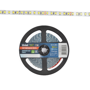 ULS-2835-120LED/m-8mm-IP20-DC24V-9,6W/m-5M-6500K Светодиодная лента (6500K). ТМ Uniel.