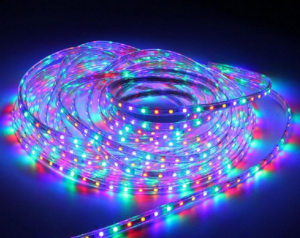 Лента светодиодная 220В, 14,4Вт, 60Led, 5050, IP65, мульти (ES) 2метра + блок