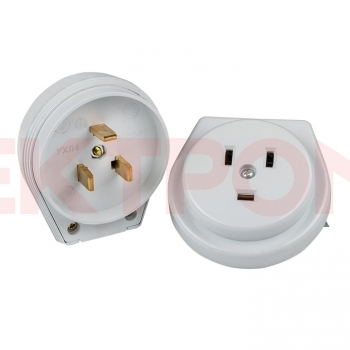 Разъем РШ-ВШ 32А 250В 2P+PE (СУ) пластиковый бел. EKF PROxima Разъем РШ-ВШ 32А 250В 2P+PE (СУ) пластиковый бел. EKF PROxima