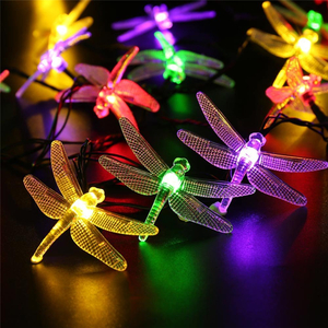 Гирлянда светодиодн. "Стрекоза" (розовый) на солнечной батарее 6м 30led