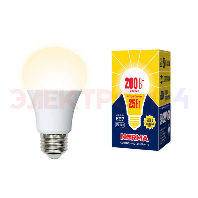 LED-A70-25W/3000K/E27/FR/NR Лампа светодиодная. Форма "A", матовая. Серия Norma. Теплый белый 3000К LED-A70-25W/3000K/E27/FR/NR Лампа светодиодная. Форма "A", матовая. Серия Norma. Теплый белый 3000К