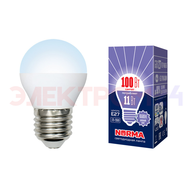 LED-G45-11W/DW/E27/FR/NR Лампа светодиодная. Форма "шар", матовая. Серия Norma. 6500К LED-G45-11W/DW/E27/FR/NR Лампа светодиодная. Форма "шар", матовая. Серия Norma. 6500К